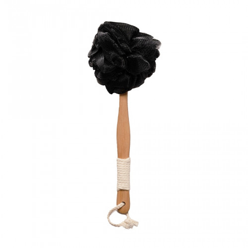 1755260986-Bath20Flower20with20Handle20Charcoal-500x500-1.jpg ليفة جسم بمقبض خشبي لون فحمي - الصورة 1